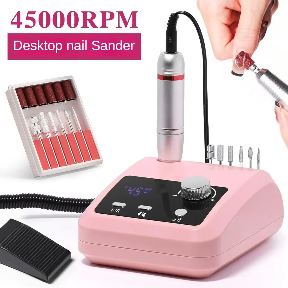 45000 RPM Electric Nail Drill Machine for Nails Electric File HD Display Metal Manicure Pen Professional Nail Lathe Sander 241115