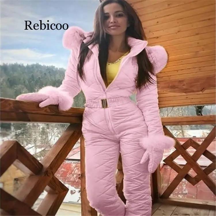 Fleece One Piece Ski Suit Women Snow Overalls Mountain Skiing Jumsuit Super Warm Winter Jacket Pants Breathable Set 241116