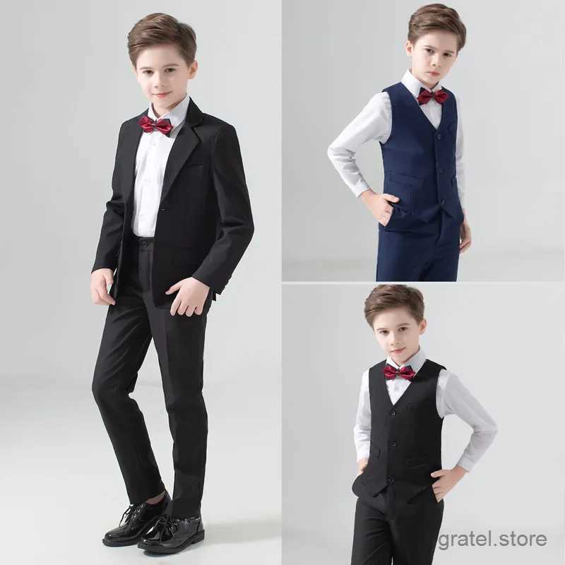 Suits Flower Boys Suit for Weddings Kids Prom Party Tuxedo Formal Blazer Childrens Day Pinao Performance Costume school uniform 2-16T