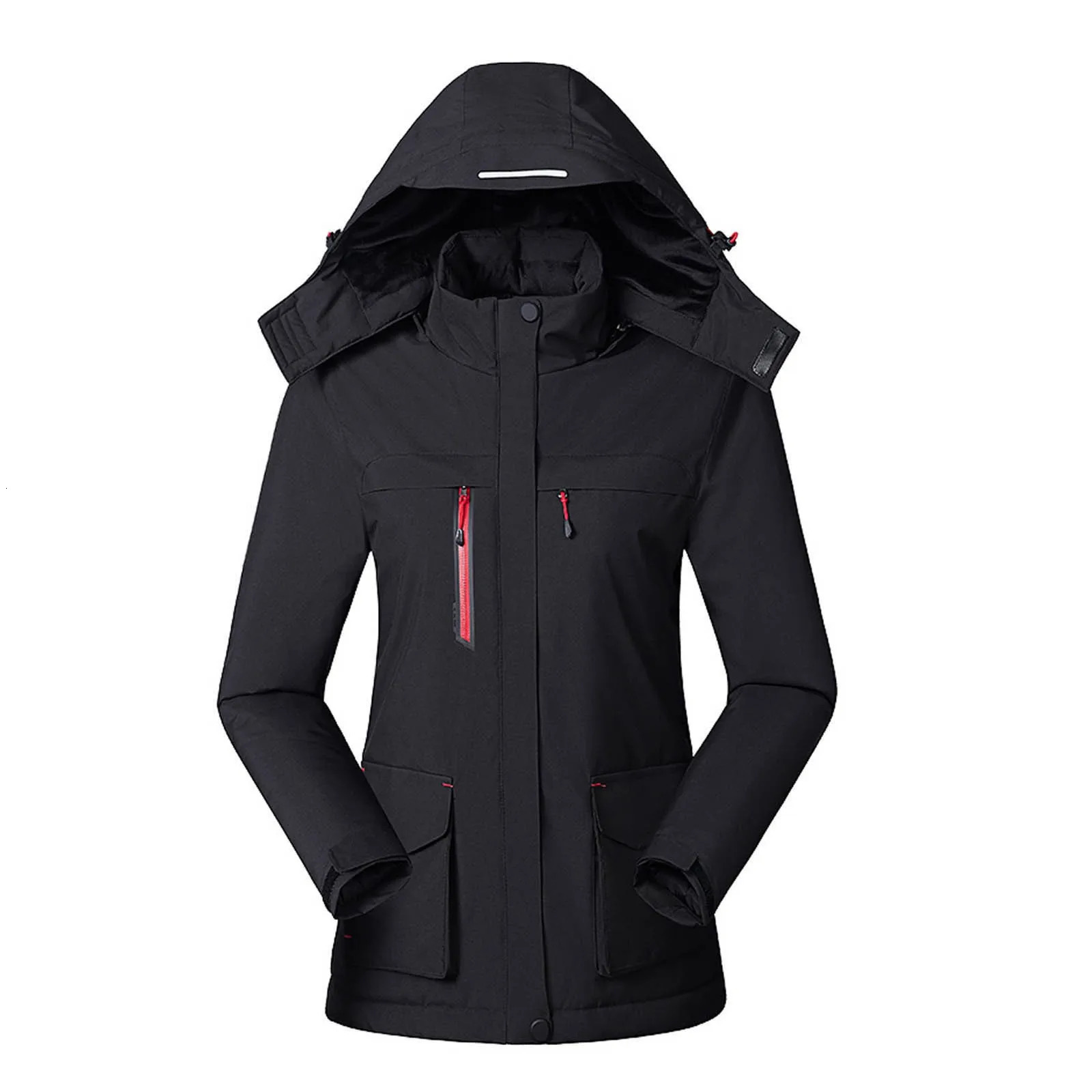 Women Heated Coat Winter Warm 3 Heating Level 4 Zones Hooded Jacket Solid Color Outwear Coats 241115