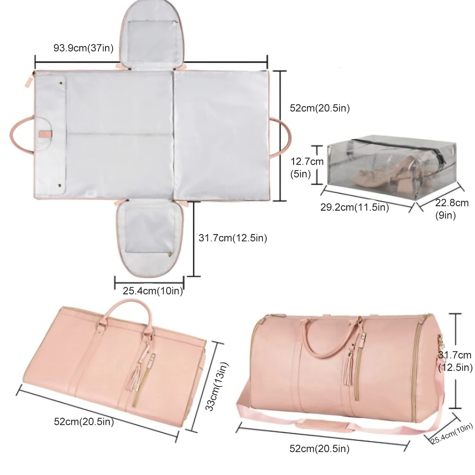 Fashion PU Folding Set Storage Bag Womens High Capacity Luggage Handbag Travel Sports Outdoor Multi functional Organizer 241115