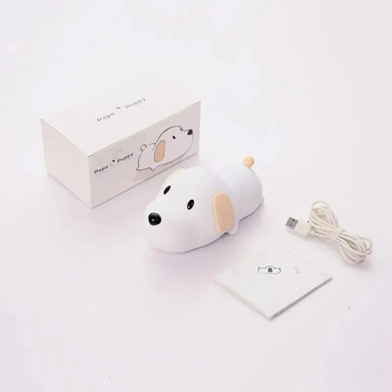 LED Papa Puppy Night Light Animal Lamp Touch Sensor Dog Night Lamp Children Kid Bedside Bedroom Decor Birthday Gifts 241115