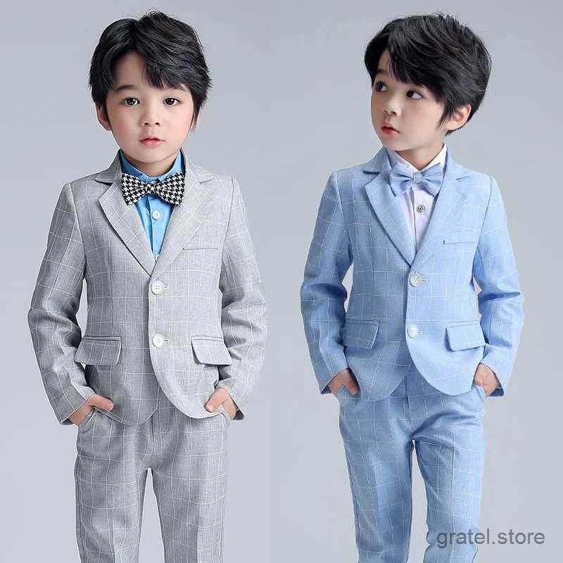 Suits Big Boys Formal Birthday Photograph Suit Kids Pink Jacket Pants Bowtie Wedding Dress Teenager Suit Children Graduation Costume
