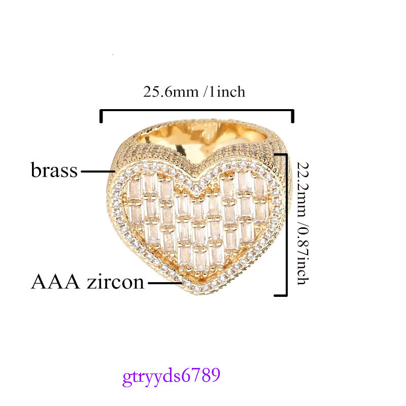 Hip Hop Fashion Trend Micropaved Zirconia 14K Gold Design Love Ring for Women