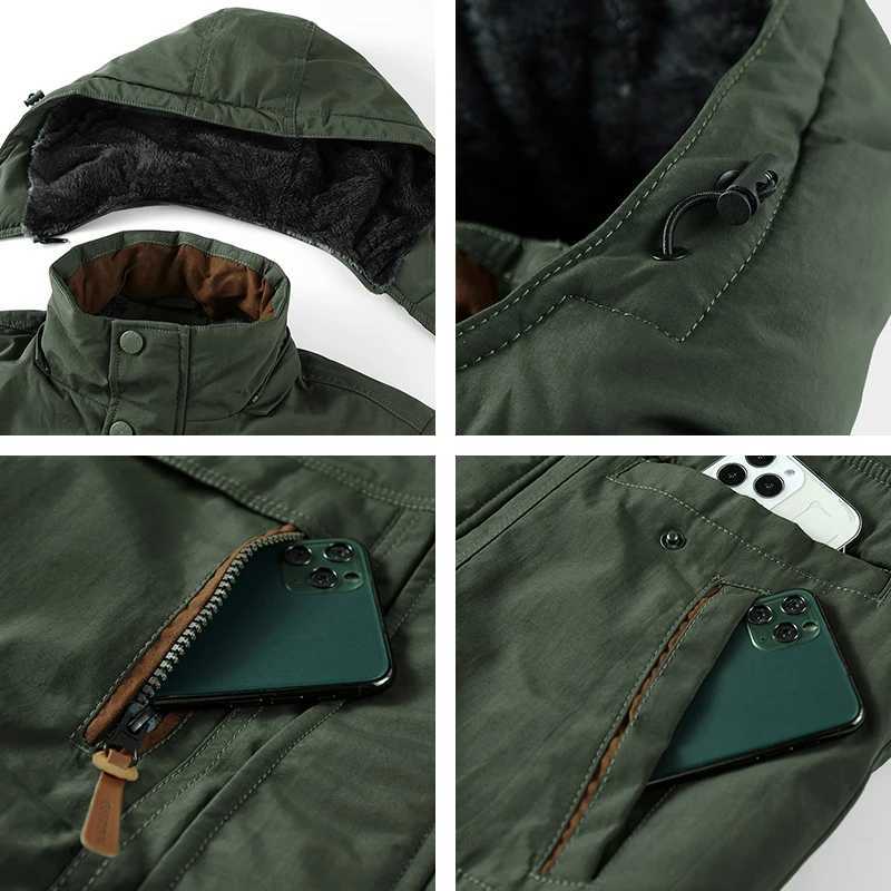 Winter new mens wool warm windproof Parkas mens fashionable hooded military jacket large size 6XL high-quality mens jacket W241116