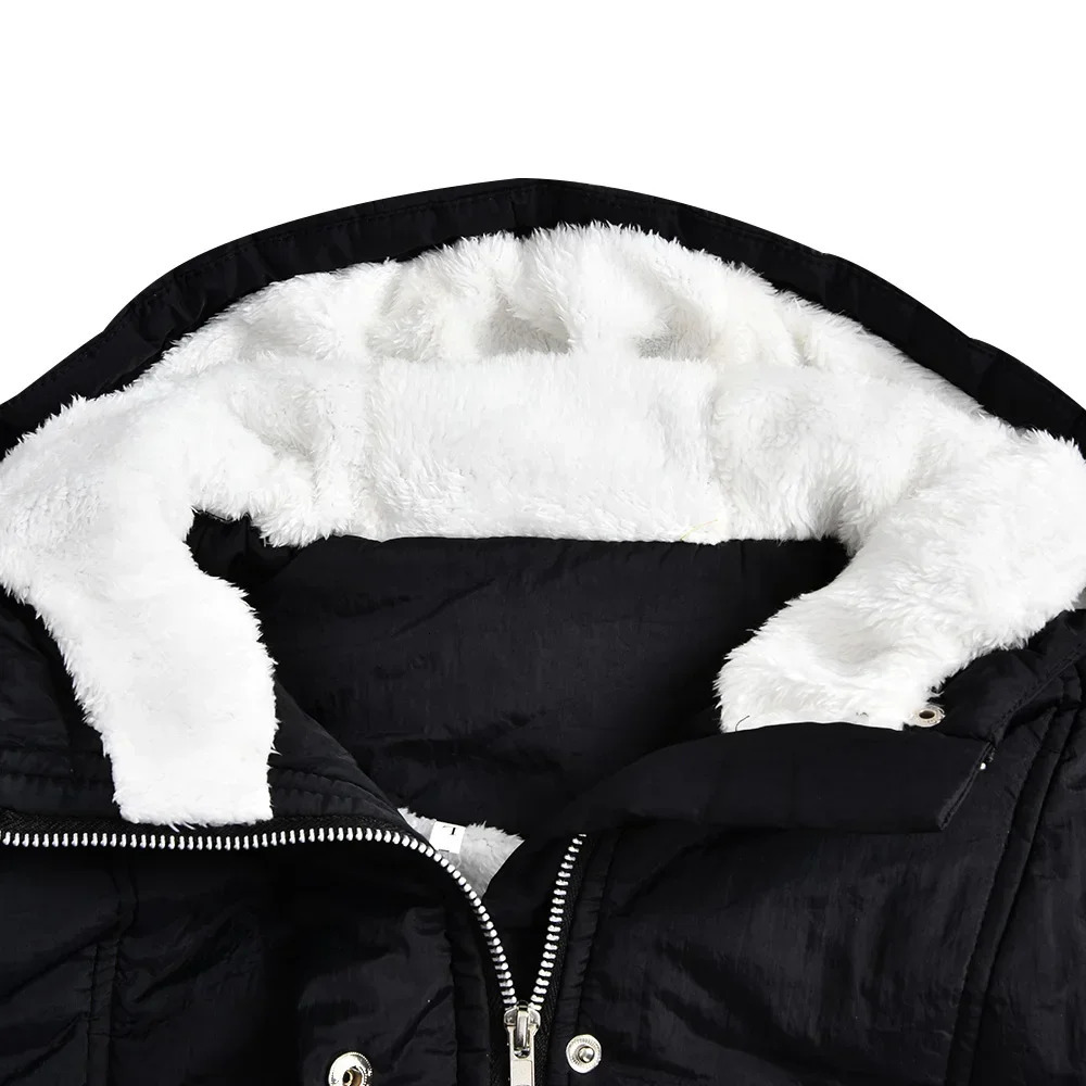 Customizable UZZDSS Midlength plain parka Winter Women Warm Parkas Hooded Thick Plush Coats 241115