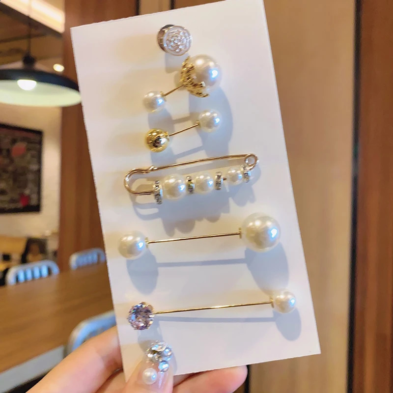 Pcs Clothing Brooch Set Pearl Brooches Jeans Skirt Waist Fixed Clothes Buckle Clip 241116