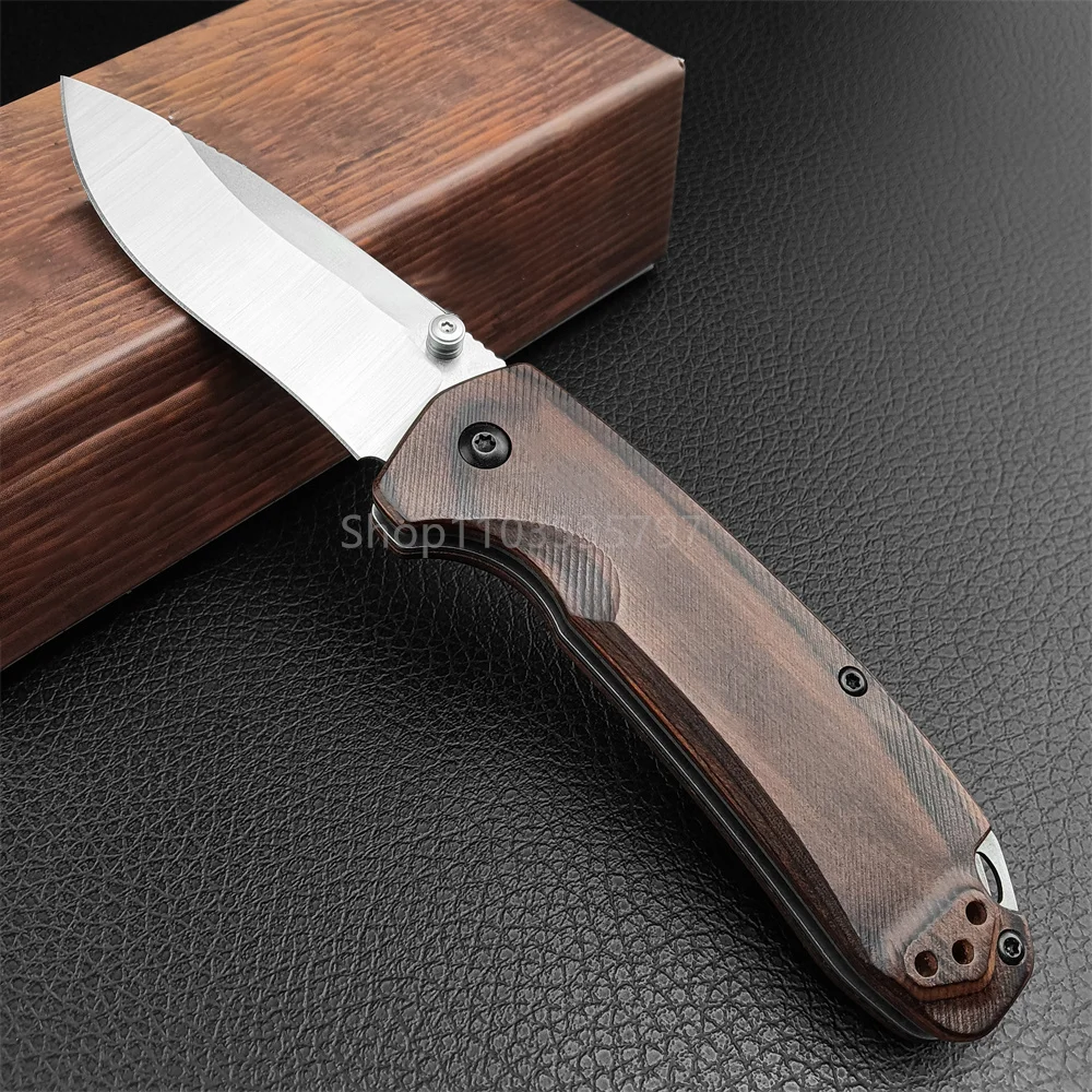 BM Hunt North Fork 15031 Folding Knife S30V Blade Stabilized Wood Handle with Clip Self-Defense Outdoor Tactical Hunting Knives