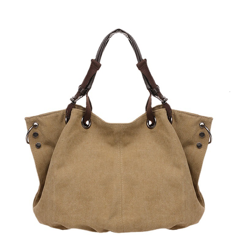 New Fashionable Women's Simple And Casual Canvas Bag Large Capacity Handbag Single Shoulder Crossbody Bag