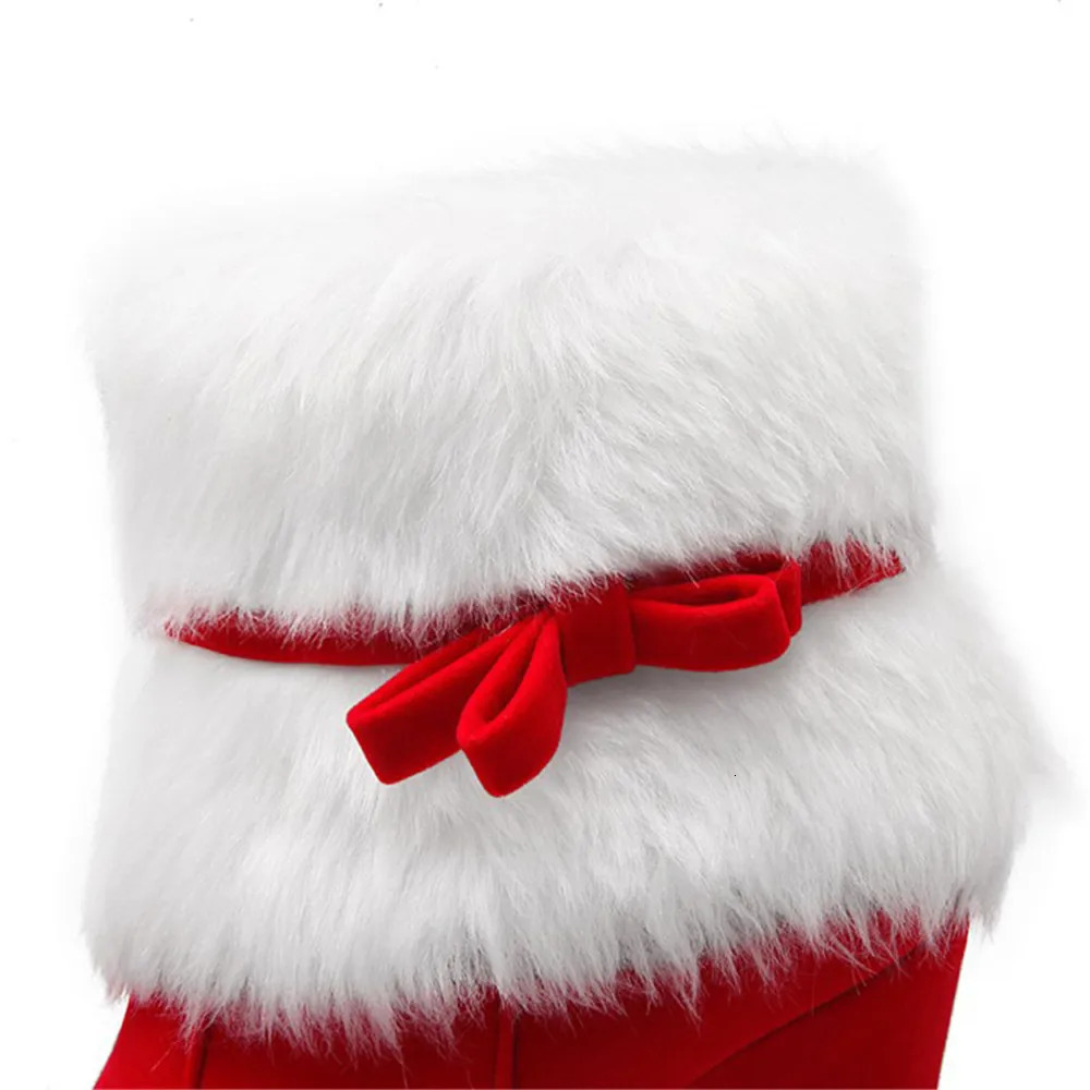 Womens Winter Warm Shoes Christmas Ladies Santa Claus Role Playing Shoes Red Ankle Boots High Heels Short Boots 241115