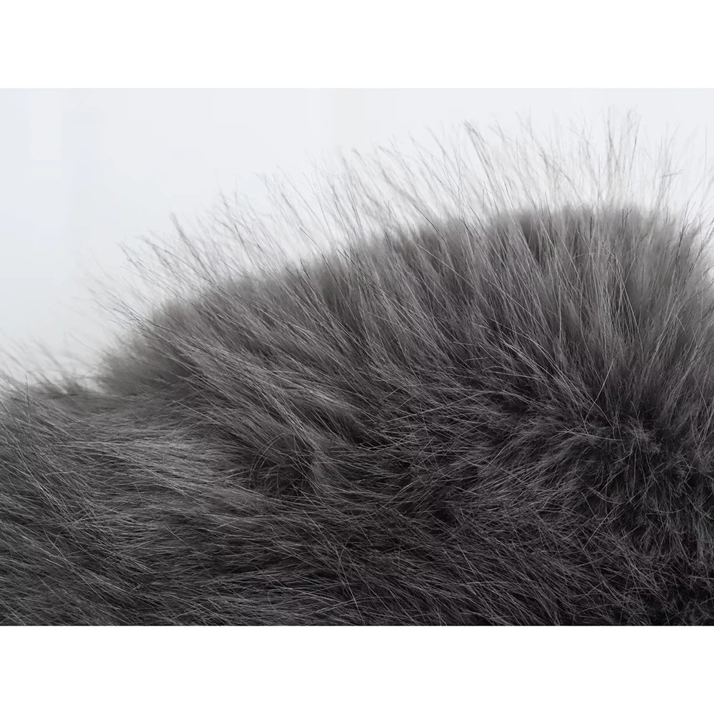 Aoaiiys Faux Fur Jacket for Women Coats Grey ONeck Long Sleeve Autumn Winter Warm Outerwears French Fashion Elegant Jackets 241108