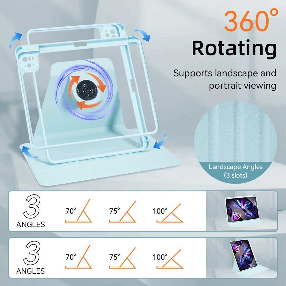 High Quality 360 rotating iPad case suitable for 2024 Air M2 Pro M4 iPad 10.9 Mini 6 10.2 7/8/9/10 10th generation Pro 11 12.9 tablet cover O241115