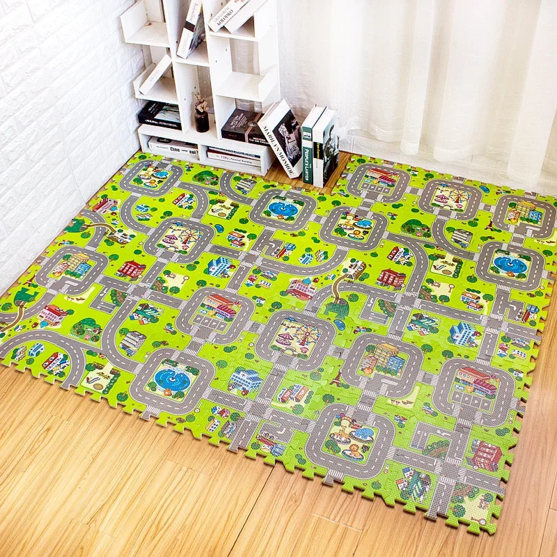 Baby Play Mat 9pcslot Kids Carpet Playmat Children Rug Soft Floor Toys Road Traffic Home Decor EVA Foam Puzzles 240411