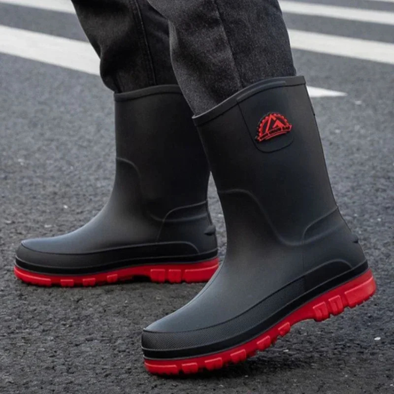 Wearresistant Man Shoes Nonslip Comfortable Waterproof Rain Boots for Men Without Lacing Wellies Original Garden Work 241115