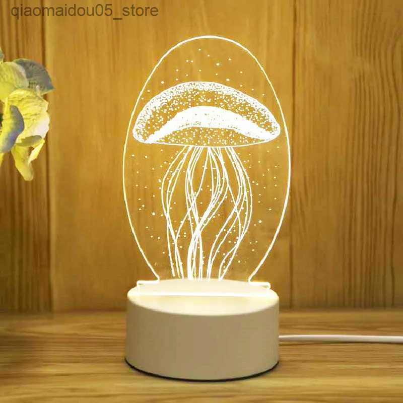 Lamps Shades Romantic Love 3D Acrylic Led Lamp for Home Childrens Night Lamp Table Lamp Birthday Party Decoration Valentines Day Bedside Lamp Q240416