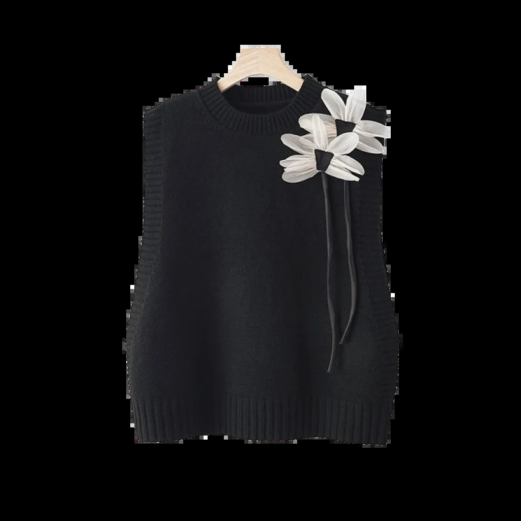 Autumn Winter Knitted 3 Pieces Set Office Ladies Elegant Vestwhite Shirtswide Leg Pants Sets For Women Clothing 2024 241115