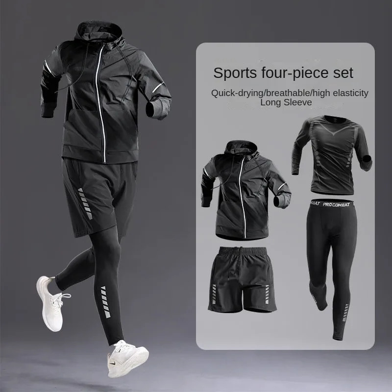 AllSeason Mens Sportswear SetSuit Tracksuit for Running Cycling Fitness Hikinggym clothing men jogging boxing5 pcs 241115
