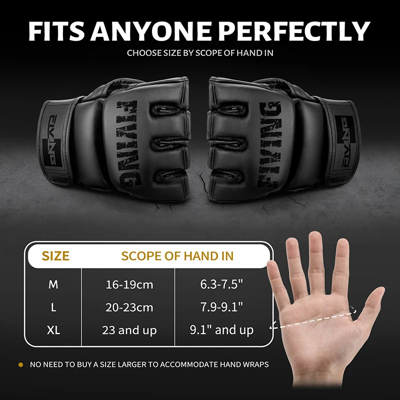 FIVING Half Finger Boxing Gloves PU Leather MMA Fighting Kick Boxing Gloves Karate Muay Thai Training Workout Gloves Men 241116