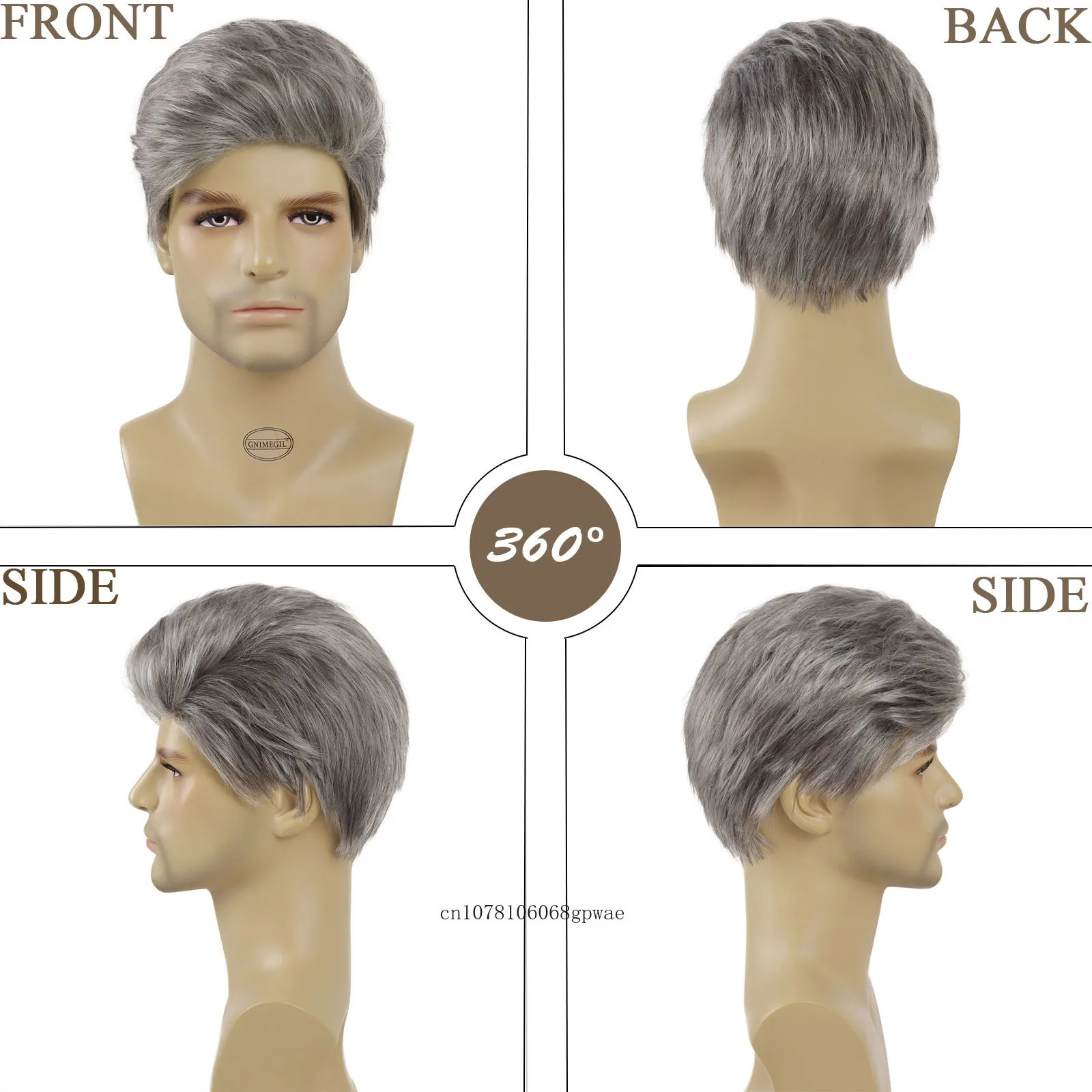 Synthetic Mens Wig Short Haircut Gray Wig Men Natural Fluffy Straight false Hair Guy Older Man Daily Costume Cosplay Wig Classic 241115