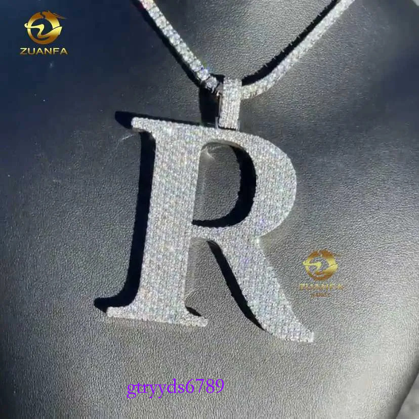 Custom Iced Out Dia Sier Vvs Moissanite Letter Necklace Pendant Hip Hop Jewelry