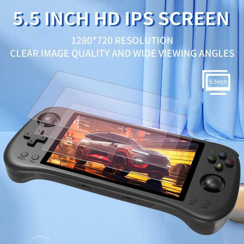 Portable Game Players POWKIDDY X55 5.5 INCH 1280*720 IPS Screen RK3566 Handheld Game Console Open-Source Retro Gaming Console Childrens gifts Q241115
