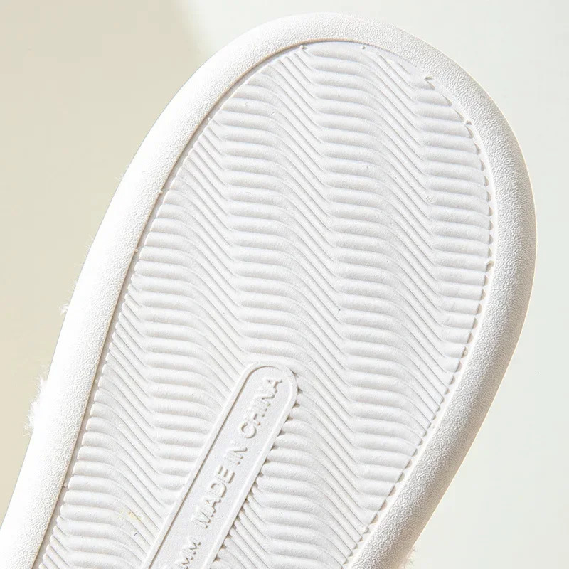 Fashion Couple Winter Flip Flops Warm Plaid Plush Slippers Soft Sole Slides Men Women Indoor Floor Home Nonslip Cotton Shoes 241115