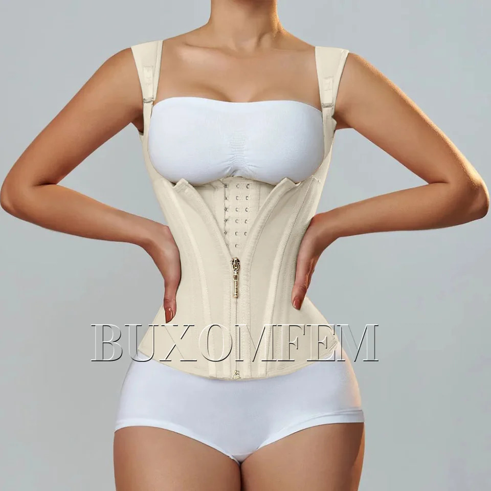 Fajas Colombians Girdles with Row Buckle and Zipper Unique Postpartum BBL Corset Binder Waist Body Shaper for Women Post Surgery 241115