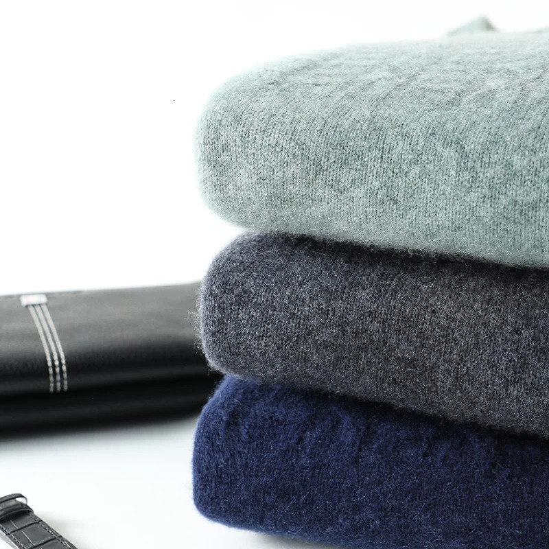 100% cashmere mens round neck cardigan autumn and winter thick sweater with business leisure facilities 241115