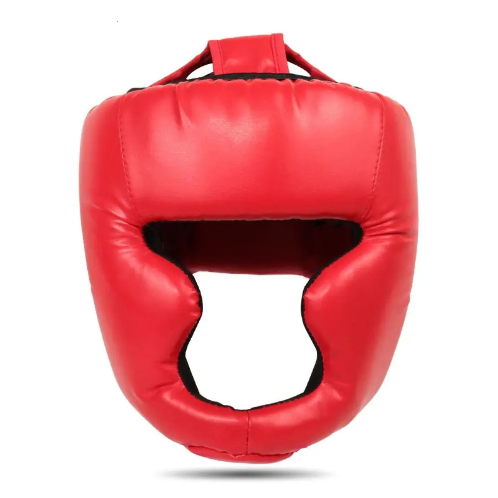 Boxing Helmet Full-Covered PU Leather Headgear for Karate Muay Thai Free Fight Sanda Training Head Guard Adults Kids Equipment 240416