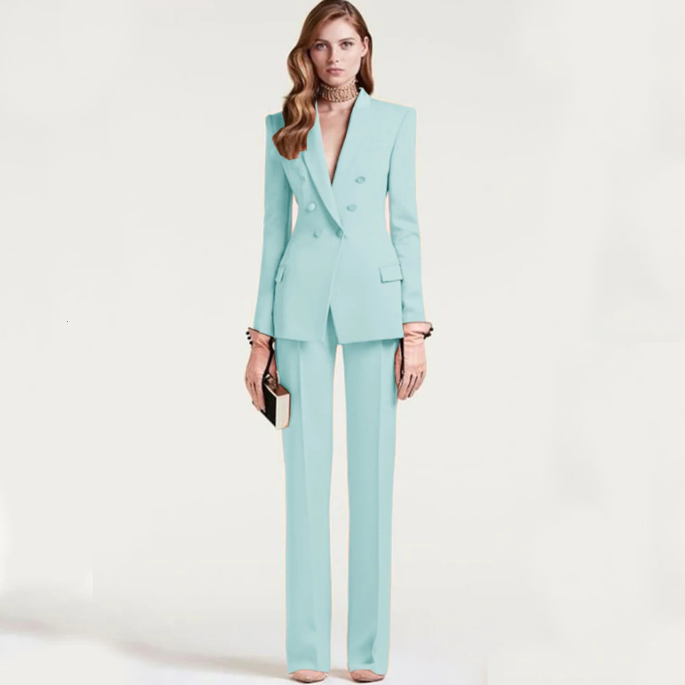 Double Breasted Set Woman 2 Pieces Pants and Top Shawl Collar Fashion Temperament Womens Suit Traf Elegant Suits for Women Sets 241115