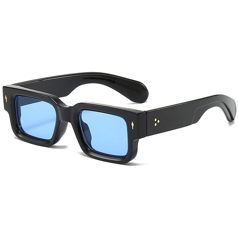 Black Square Sunglasses Men Women Steampunk Oversized Personalized Design Vintage Retro Rectangle Goggles Gothic Thick Y2K Futuristic a Pilot with Coo