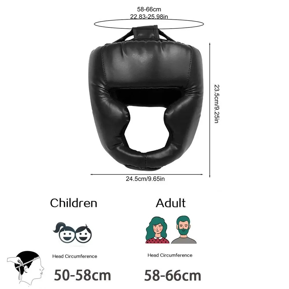 Boxing Helmet Full-Covered PU Leather Headgear for Karate Muay Thai Free Fight Sanda Training Head Guard Adults Kids Equipment 240416