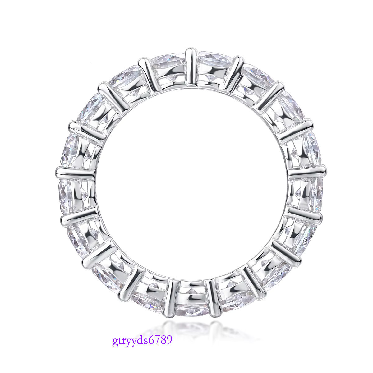 Wholesale Gold Plated Sterg Sier Tennis Ring Princess Emerald Ice Eternity White VVS Mossanite Moissanite Hip Hop Style