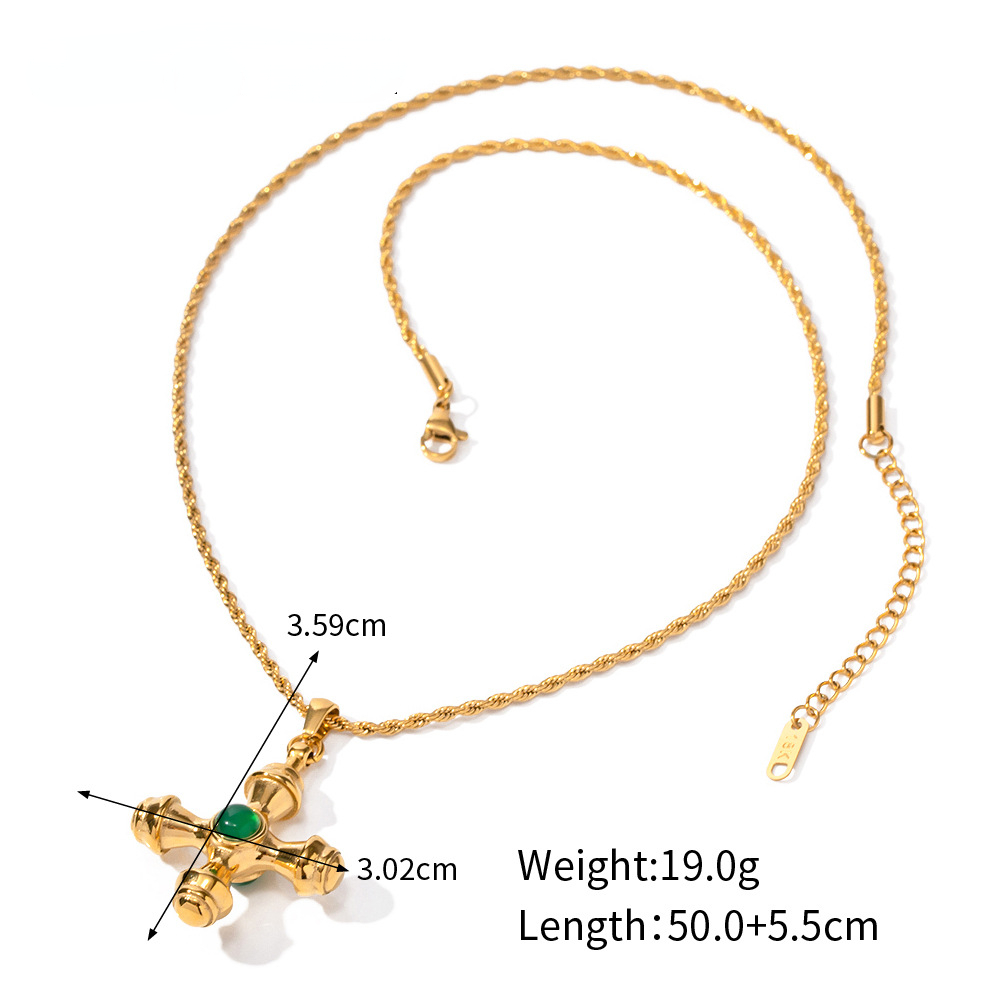 Designer Trend 18K Gold Stainless Steel Cross Pendant Necklace for Women with Tiger Eyes That Do Not Fade Fashionable Jewelry Wholesale