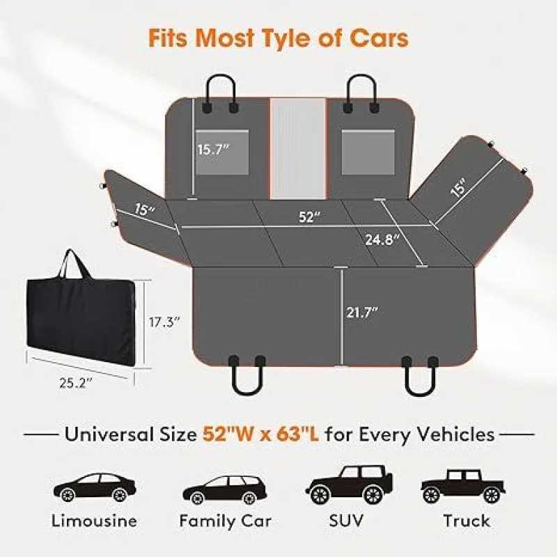 Dog Car Seat Covers Dog rear seat extender hard bottom dog car seat cover waterproof pet car rear seat cover folding z241115