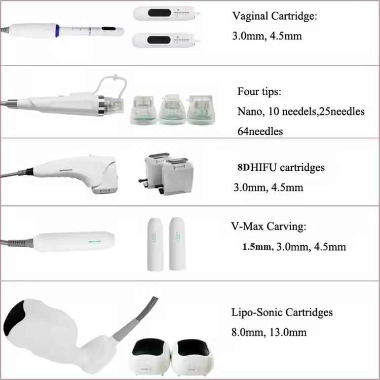 Best Quality Anti-aging HIFU Vmax Deep Repairing Skin Rejuvenation 5 in 1 Lipolysis + 12D HIFU + Microneedle + Vaginal HIFU + Radar Carving Body & Ski