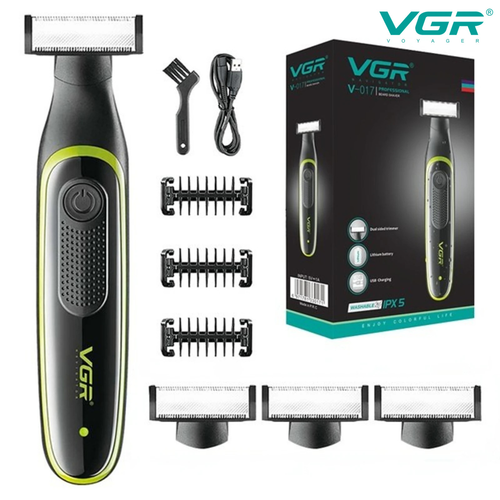 VGR Shaver Waterproof Hair Trimmer Body Shaving Machine Face Razor Rechargeable Beard Trimmer Electric Shaver for Men V-017 241115