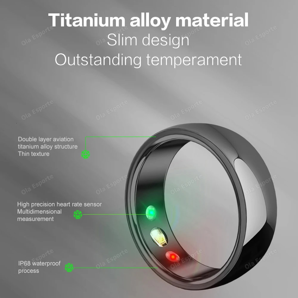 2024 Smart Ring Health Monitor For Men Women Thermometer Blood Pressure Heart Rate Sleep Monitor IP68 Waterproof for Android 240412