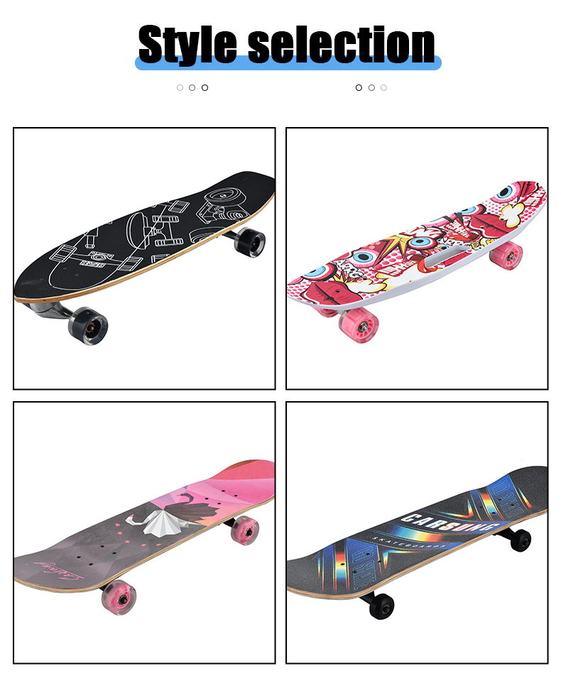 Skateboard rocket board maple wear-resistant thickened board flash PU wheels aluminium bracket adult children short board mixed colours