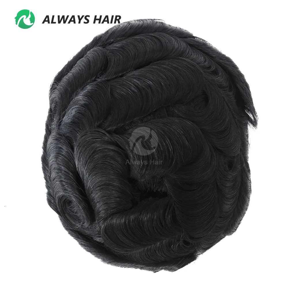 Alwayshair - Fine Mono Toupee 5 Inches Indian Hair Men Capillary Prosthesis 120% 130% Density Durable Wig Man DMC 241115