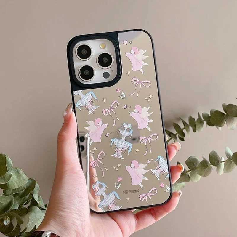 Phone case Swan Bowknot Mirror Surface Phone Case Cover for iPhone 11 12 13 14 15 16 Pro Max Case Z241102