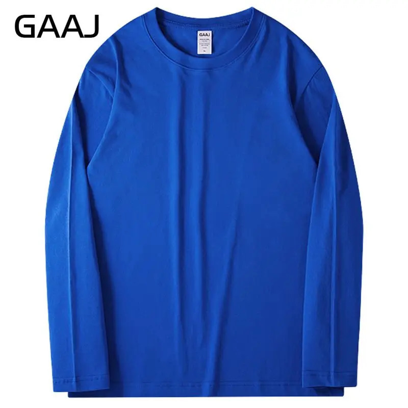 100 Heavy Cotton Long Sleeve T Shirt MenSpring Autumn Solid O-neck TeeOversize Plain TopsWomens Y2K Loose Tshirt230gsm 8.1oz 240409