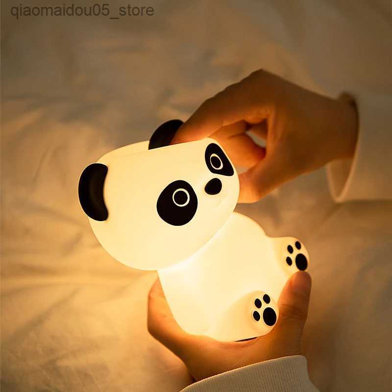 Lamps Shades Panda night light silicone atmospheric light bedroom light sleep light eye protection rechargeable bedside light decoration childrens gif
