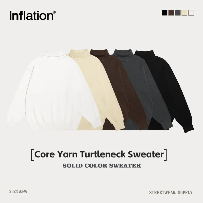 Black oversized knitted sweater unisex autumn and winter warm turtle neck sweater 241112