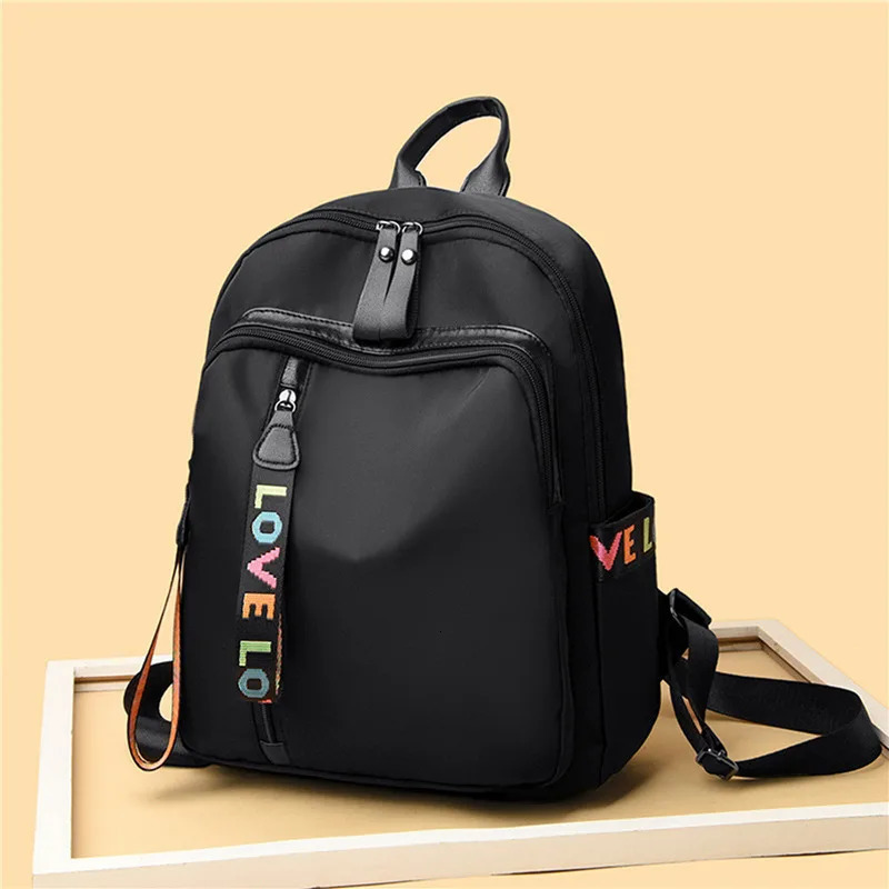 Antitheft Backpack Waterproof Fabric Large Female Shoulder Bag Teenage Large Capacity Simple Casual Travel Bagpack 241115