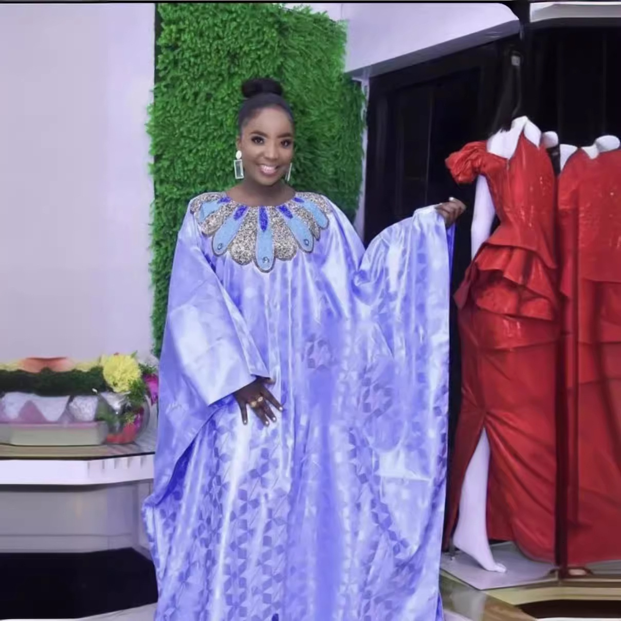 TikTok 2024 sequin embroidered print loose fitting robe with headscarf oversized robe dress for women 230302