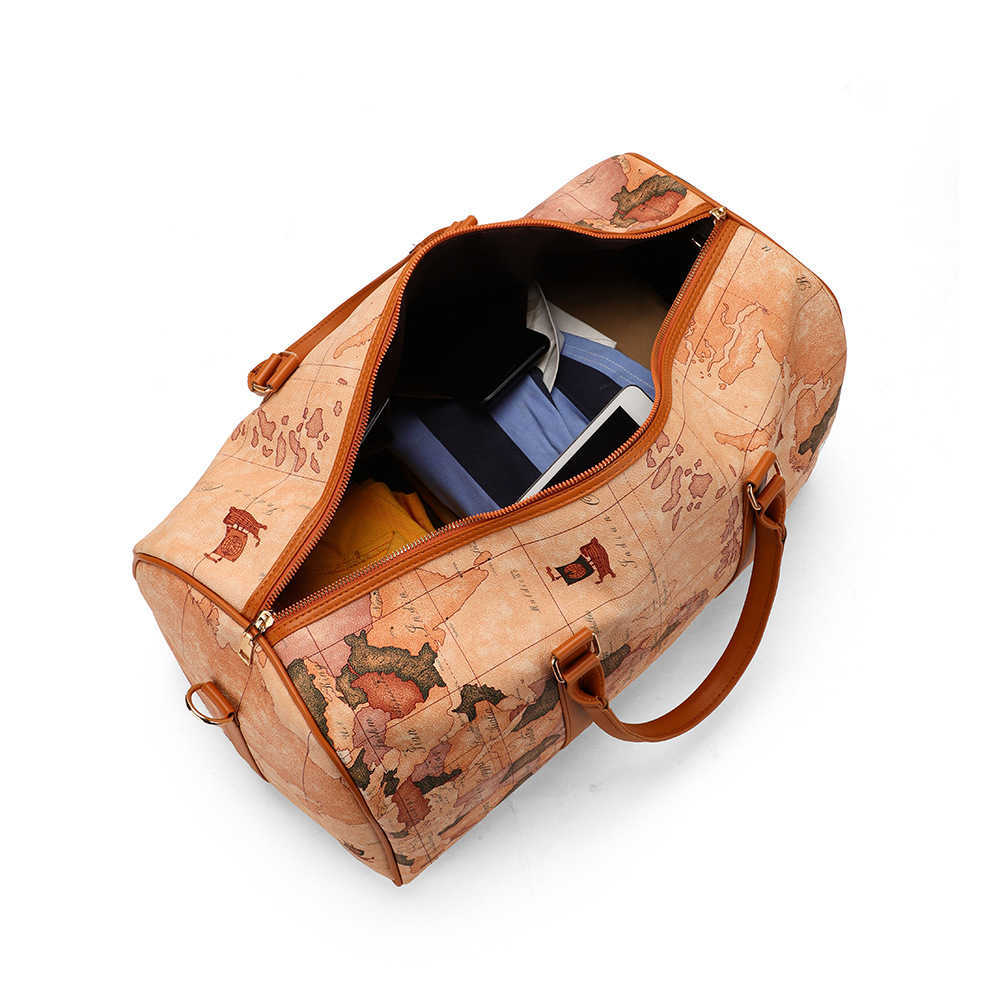 Trendy Soft Leather Travel Bag Portable Large Capacity Diagonal Cross Bag Short Distance Business Trip Pu Luggage Bag