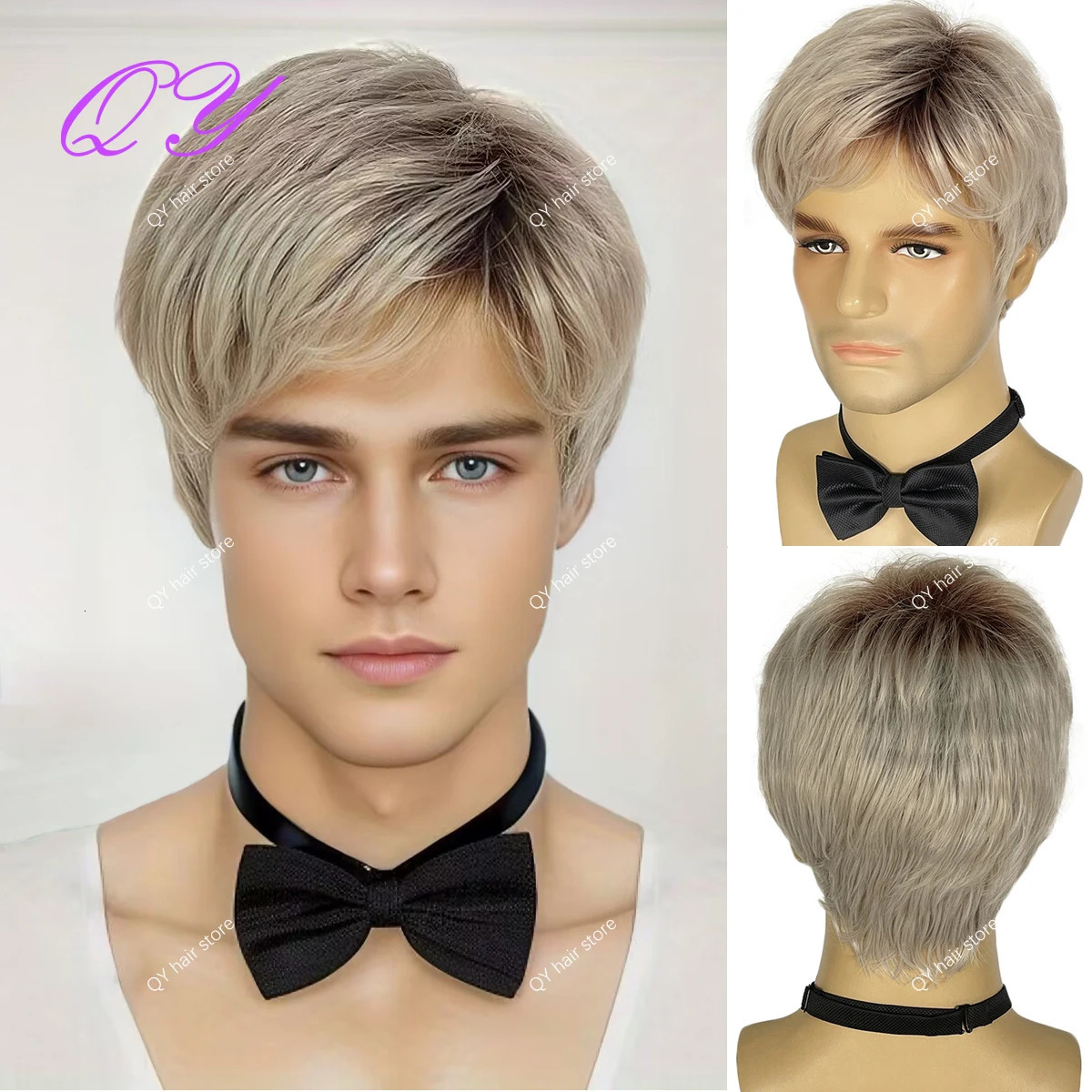 Synthetic Man Wigs Black Short Curly For Men Wigs With High Temperature Fiber Daily Wear Curl Fashion Hairstyle Male Wig 241115