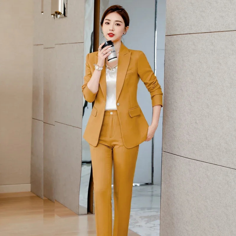 High quality fabric autumn formal womens professional pants set including and jacket OL style Trouser 241115