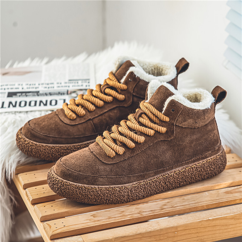 Hot Sale Winter High Top Man Fashion Brown Ankle Boots Cotton Shoes Warm Plush Suede Casual Sneakers Men Botas Hombre